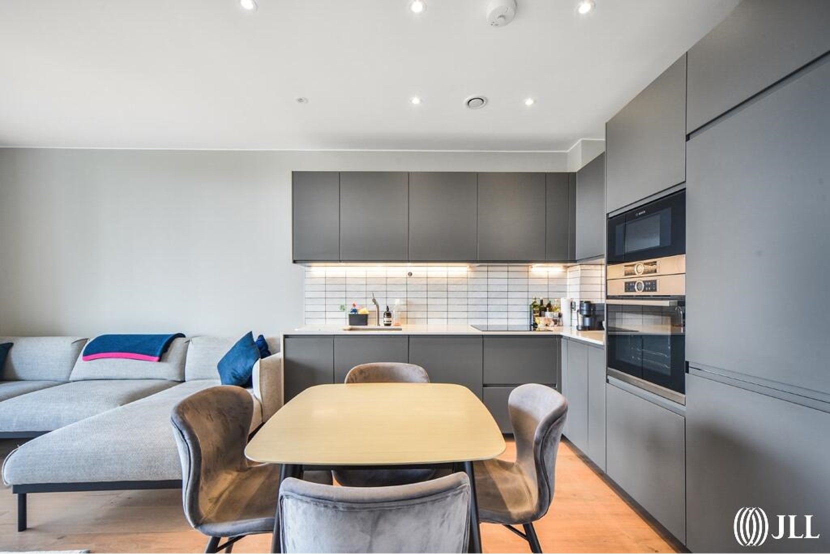 Houses and Apartments to Rent by JLL at Sugar House Island, Newham, E15, kitchen dining area
