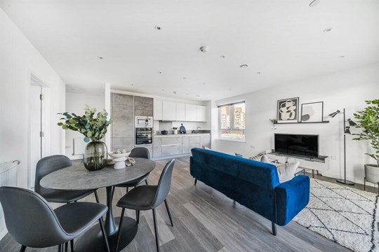 Apartments to Rent by Simple Life London in Ark Soane, Ealing, W3, The Topaz kitchen living dining area