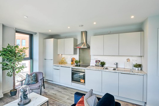 Apartments to Rent by JLL at Duet, Salford, M50, kitchen dining area