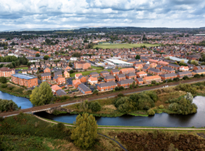 Houses and Apartments to Rent by Simple Life at Canalside, Wigan, WN6, aerial development panoramic