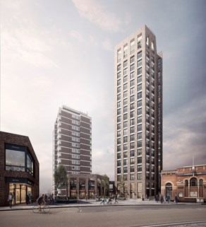 Apartments to Rent by Populo Living at Plaistow Hub, Newham, E13, development panoramic CGI