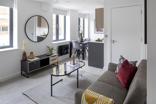 Apartments to Rent by JLL at Stratford Studios, Newham, E15, living area