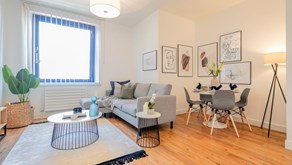 Apartments to Rent by Allsop at The Keel, Liverpool, L3, living dining area