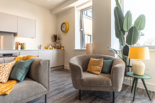 Apartments to Rent by Centrick in The Saxons, Leicester, LE1, living kitchen area