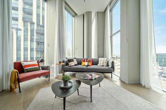 Apartments to Rent by Greenwich Peninsula at Upper Riverside, Greenwich, SE10, living area