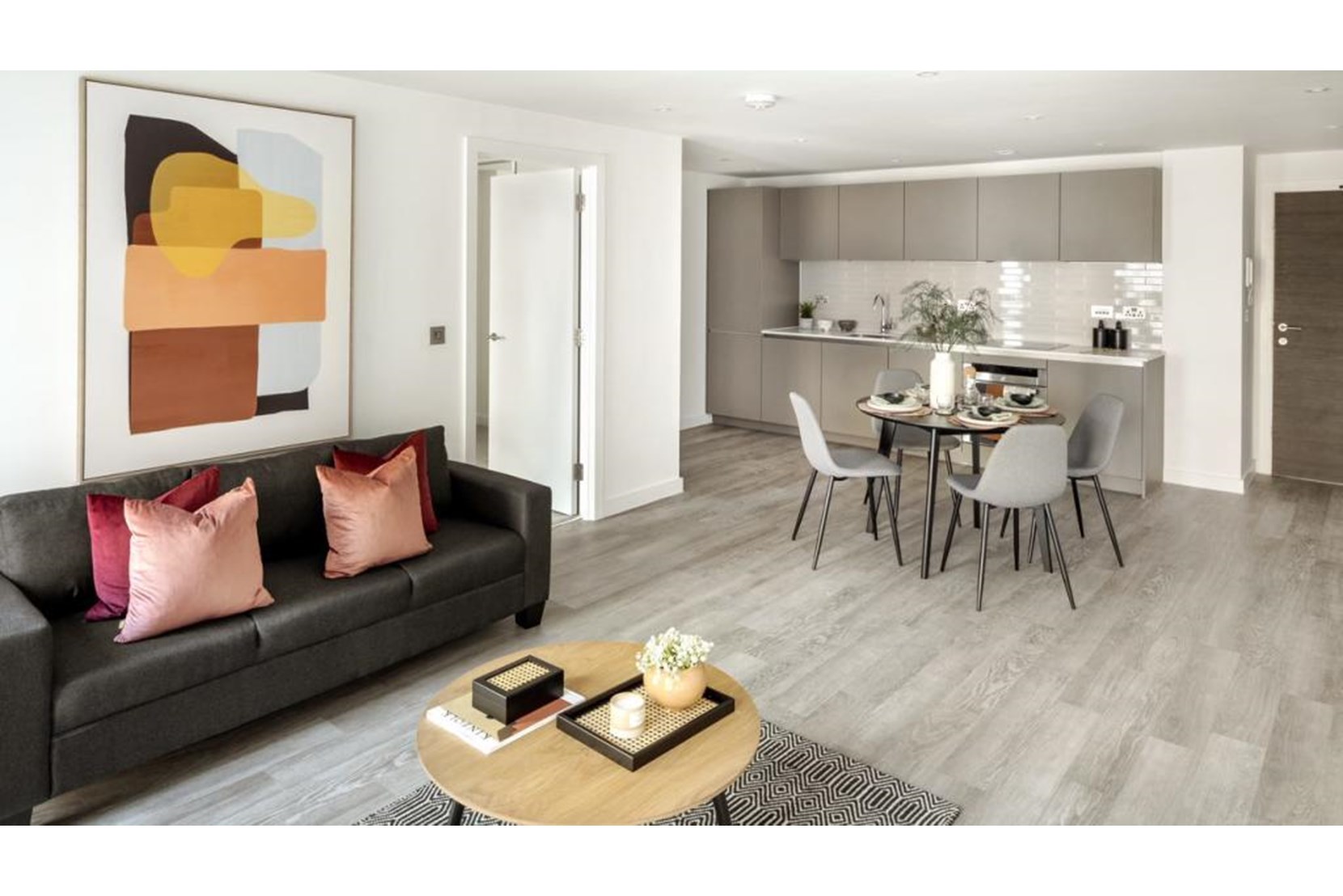 Apartments to Rent by JLL at Landrow Place, Birmingham, B3, living kitchen dining area