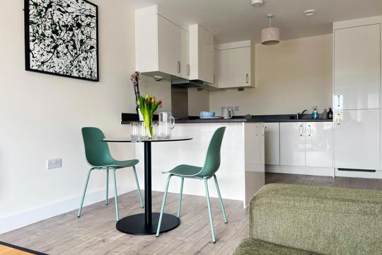 Apartments to Rent by Una Living in Hunslet House, Corby, NN17, living dining area