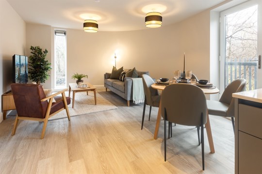 Apartments and Houses to Rent by Casa at Moda at Casa, Abbey Court, Leeds, LS5, living dining area