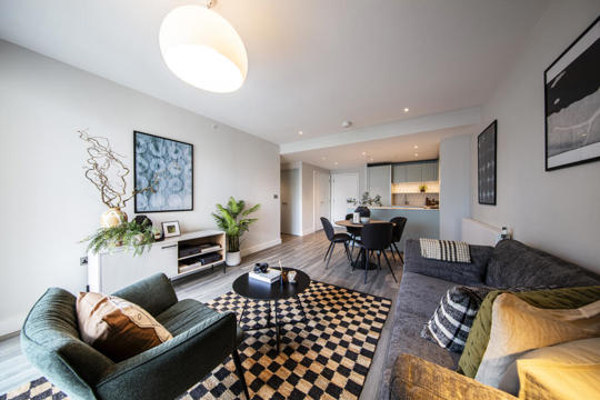 Apartments to Rent by Allsop at Alameda, Wembley, Greater London, HA9, living kitchen dining area