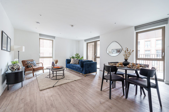 Apartments to Rent by Simple Life London in Anchor's Point, Royal Albert Dock, Newham, E16, living dining area