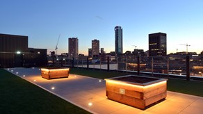 Apartments to Rent by Touchstone Resi in The Forum, Birmingham, B5, roof terrace night view