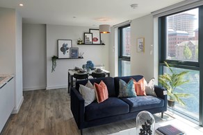 Apartments to Rent by JLL at Duet, Salford, M50, living area