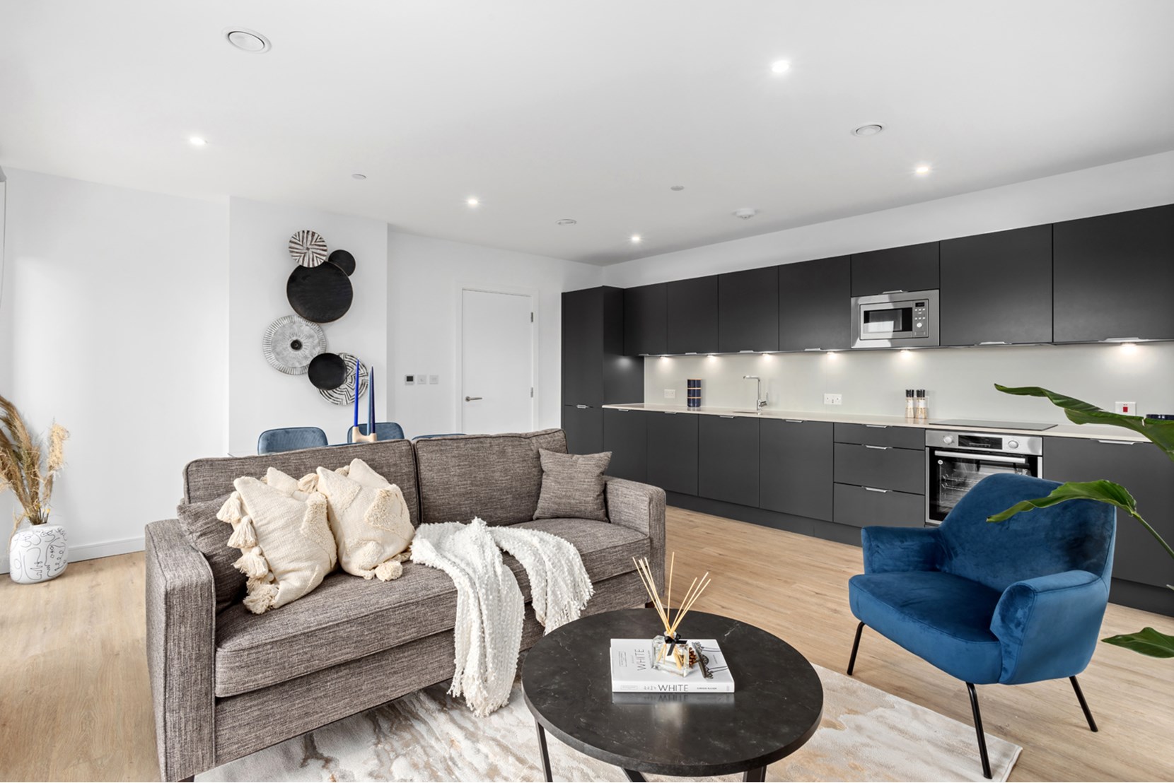 Apartments to Rent by Populo Living at Plaistow Hub, Newham, E13, living dining area