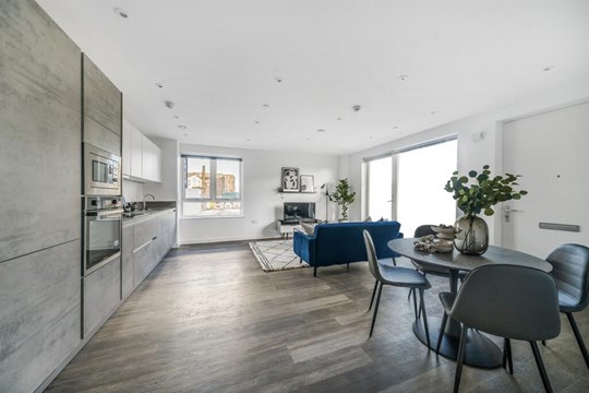 Apartments to Rent by Simple Life London in Ark Soane, Ealing, W3, The Sapphire kitchen living dining area