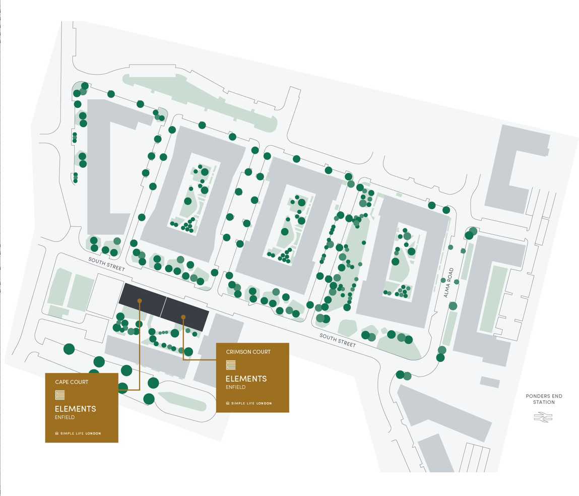 Apartments to Rent by Simple Life London in Elements, Enfield, EN3, site plan