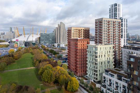 Apartments to Rent by Greenwich Peninsula at Peninsula Gardens, Greenwich, SE10, development panoramic