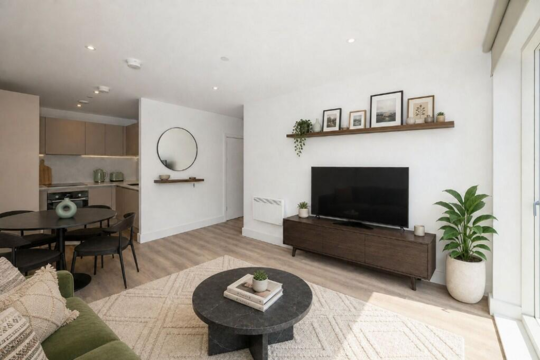 Apartments to Rent by Berkeley Living at Refinery Square, Slough, Berkshire, SL1, living kitchen dining area