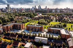 Apartments to Rent by Simple Life in Empyrean, Salford, M7, aerial development panoramic