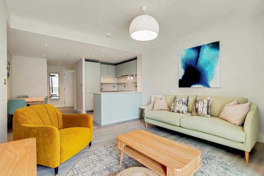 Apartments to Rent by Allsop at Alameda, Wembley, Greater London, HA9, living kitchen dining area