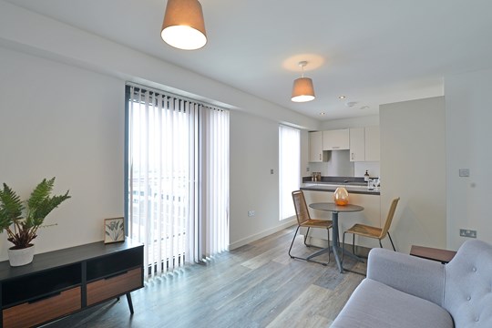 Apartments to Rent by Touchstone Resi in The Forum, Birmingham, B5, kitchen dining living area