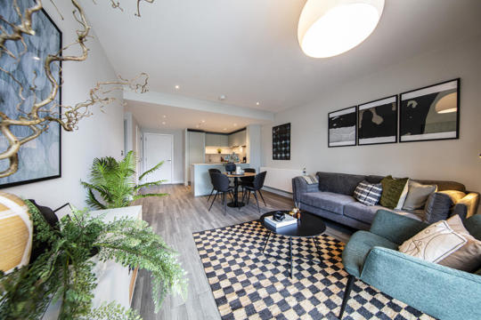 Apartments to Rent by Allsop at Alameda, Wembley, Greater London, HA9, living kitchen dining area