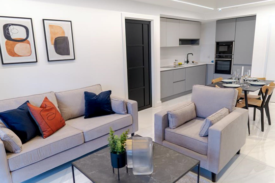 Apartments to Rent by Northern Group at One Silk Street, Manchester, M4, living area