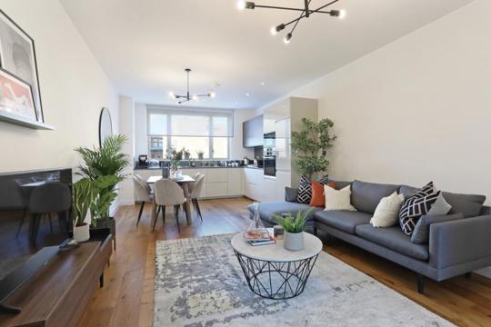 Houses and Apartments to Rent by JLL at Sugar House Island, Newham, E15, living kitchen dining area