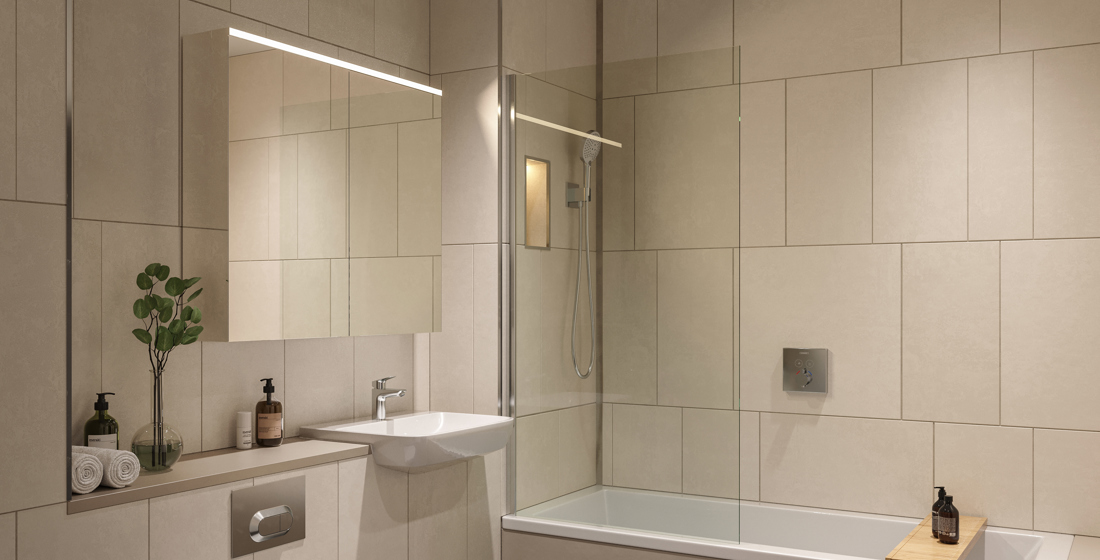 Apartments to Rent by Populo Living at The Didsbury, Newham, E6, bathroom