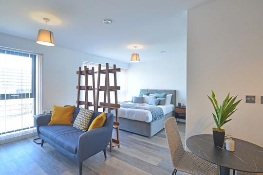 Apartments to Rent by Touchstone Resi in The Forum, Birmingham, B5, studio living space