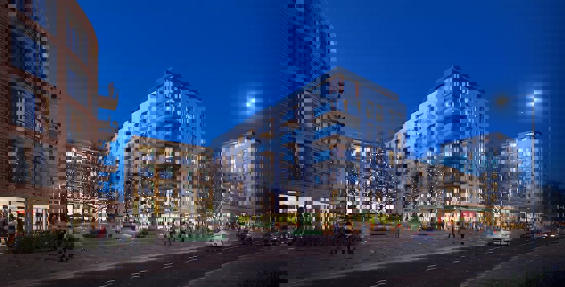 Apartments to Rent by Touchstone Resi in Howard Court, High Wycombe, HP11, night time building panoramic 