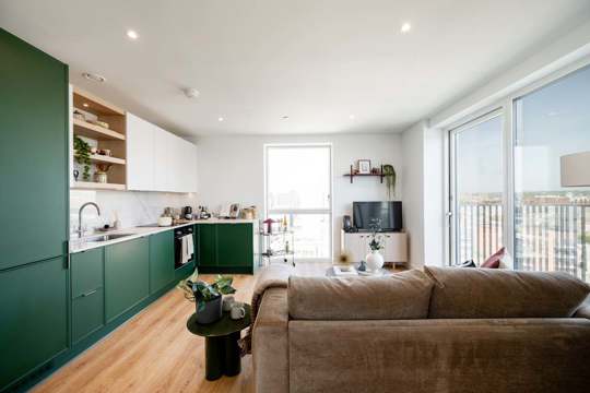 Apartments to Rent by Berkeley Living in The Watermint, Silkstream, Hendon, NW9, living kitchen area