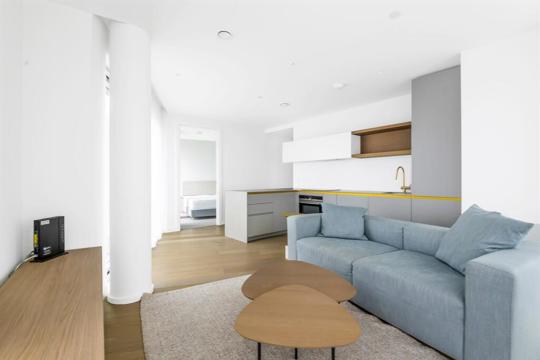 Apartments to Rent by Greenwich Peninsula at Upper Riverside, Greenwich, SE10, living kitchen area