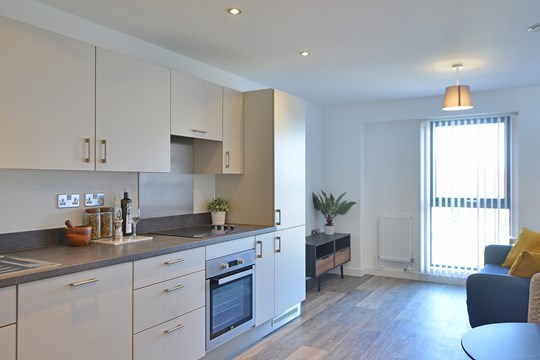 Apartments to Rent by Touchstone Resi in The Forum, Birmingham, B5, kitchen