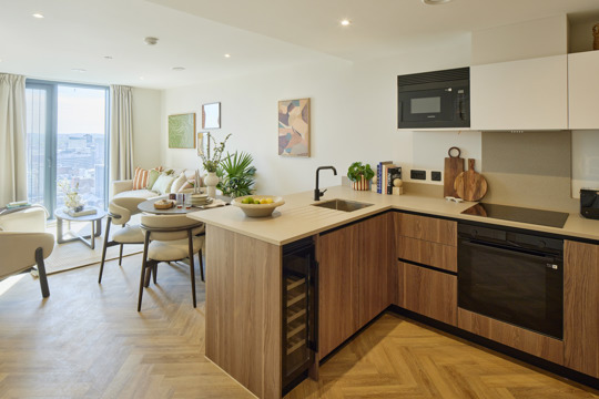 Apartments to Rent by Savills at One Eastside, Birmingham, B7, living kitchen dining area