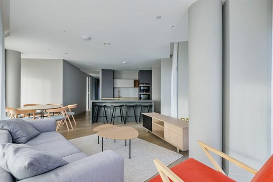 Apartments to Rent by Greenwich Peninsula at Upper Riverside, Greenwich, SE10, living kitchen dining area