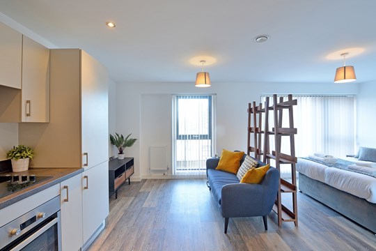 Apartments to Rent by Touchstone Resi in The Forum, Birmingham, B5, studio living space