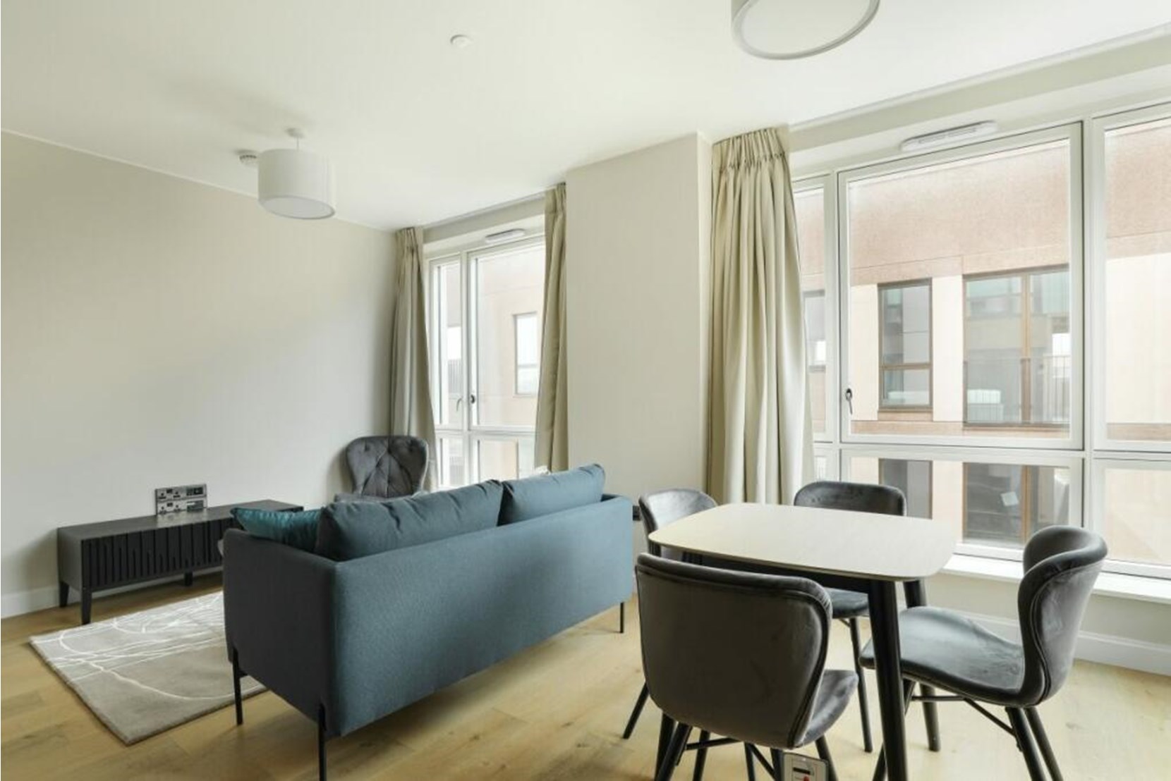 Houses and Apartments to Rent by JLL at Sugar House Island, Newham, E15, living dining area
