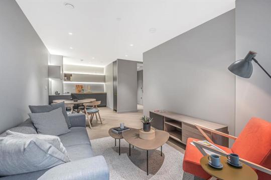 Apartments to Rent by Greenwich Peninsula at Upper Riverside, Greenwich, SE10, living kitchen dining area