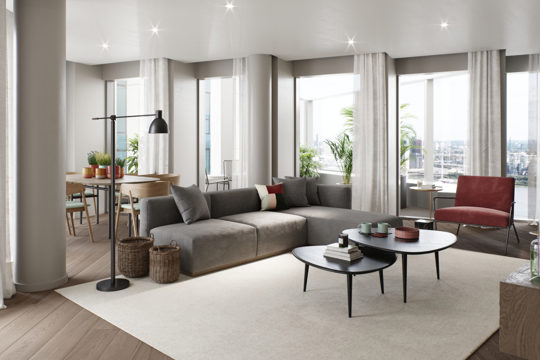 Apartments to Rent by Greenwich Peninsula at Upper Riverside, Greenwich, SE10, living area