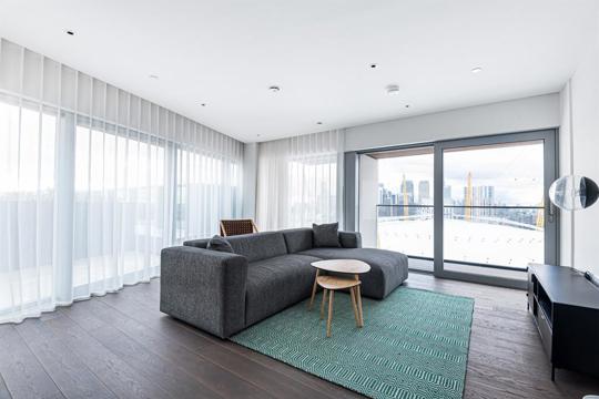 Apartments to Rent by Greenwich Peninsula at Upper Riverside, Greenwich, SE10, living area