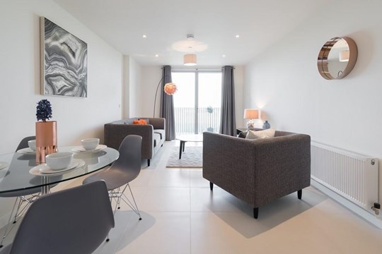 Apartments to Rent by Savills at Rehearsal Rooms, Ealing, W3, living dining area