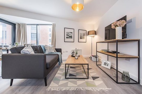 Apartments to Rent by Savills at The Cargo, Liverpool, L1, living area