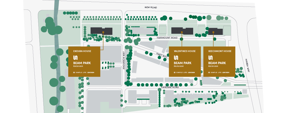 Apartments to Rent by Simple Life London in Beam Park, Havering, RM13, development site plan