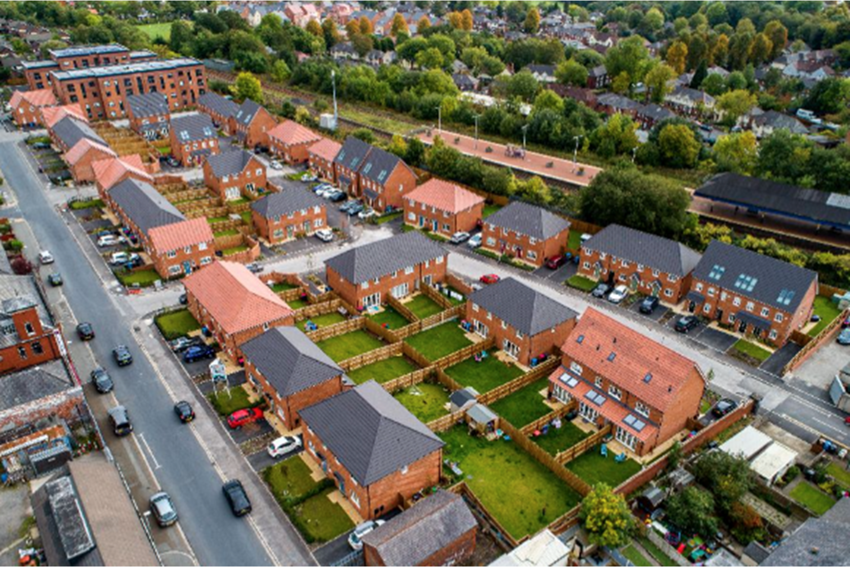 Houses and Apartments to Rent by Simple Life at Holyoake Road, Walkden, M28, aerial development panoramic