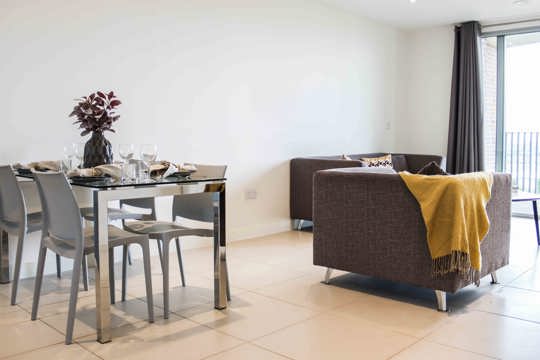 Apartments to Rent by Savills at Rehearsal Rooms, Ealing, W3, living dining area