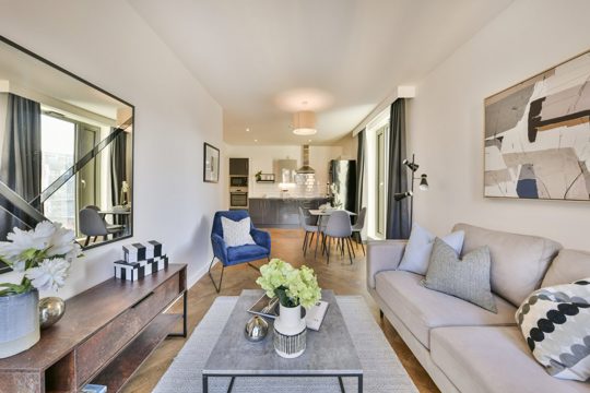 Apartments to Rent by Touchstone Resi in Broadside, New Cross, Manchester, M4, living kitchen dining area