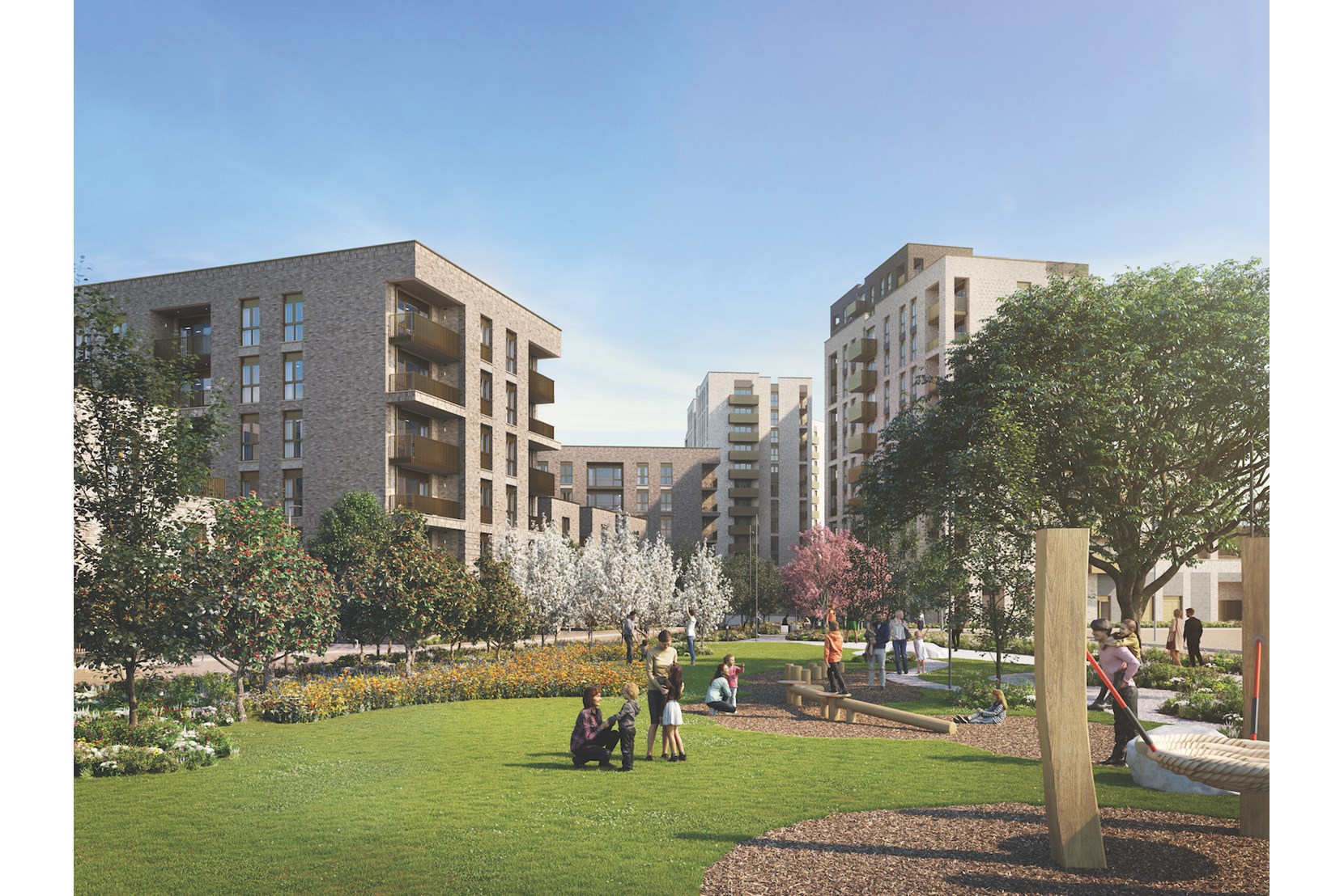 Apartments to Rent by Simple Life London in Fresh Wharf, Barking, IG11, communal gardens and building panoramic