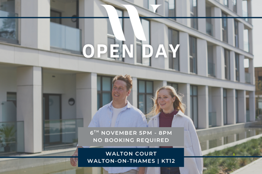 Apartments to Rent by CompassRock International in Walton Court, Walton-on-Thames, Surrey, KT12, Open Day Advert